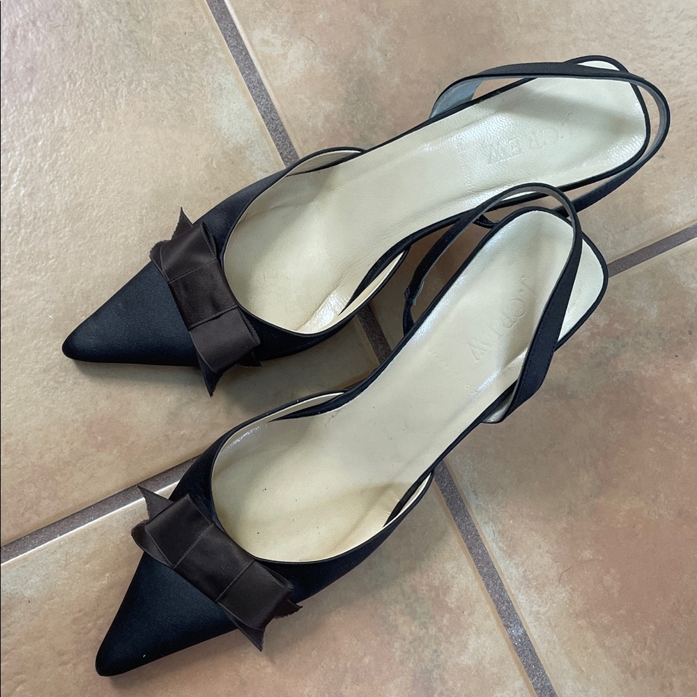 J. Crew Brown Kitten Heels with Brown Bow Made in Italy size 9